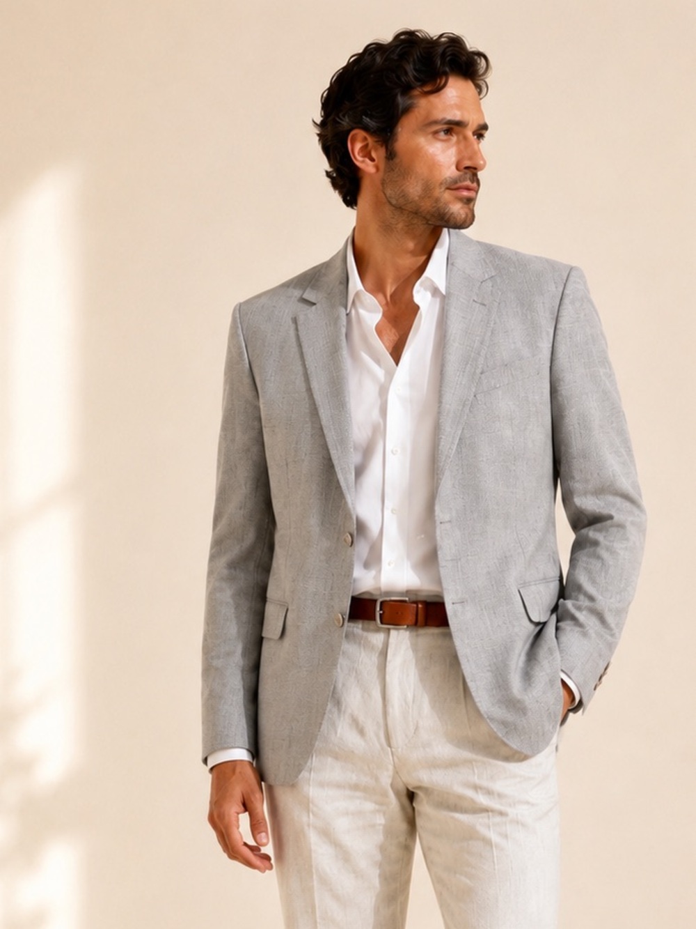 Zegna Tailored Light Gray Textured Blazer Quiet Luxury Designer Sz 44R US